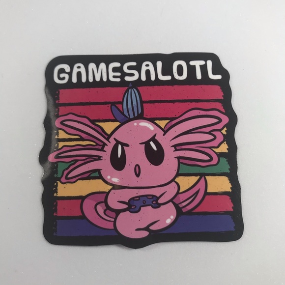 Game Face Axolotl Crazy Trending WaterProof Single Decor Accent Sticker - Picture 3 of 3